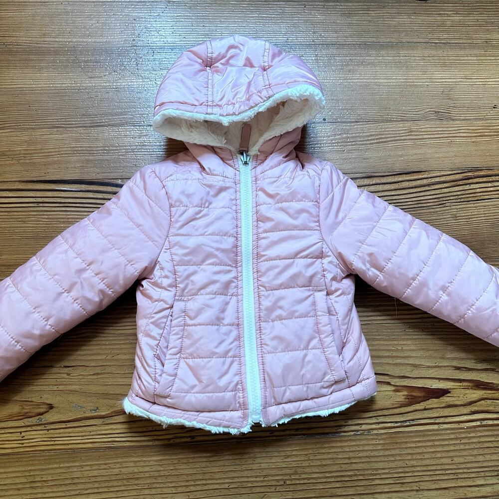 Me Jane mini pink white fleece lined reversible coat SIZE‎ 18M